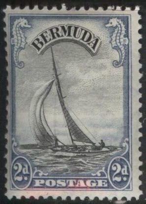 Bermuda 108 (mhr) 2p yacht Lucie, George V, lt blue & black (1936)