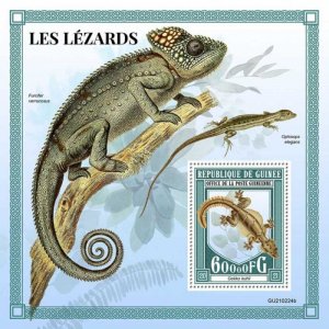 Guinea - 2021 Lizards, Kuhl's Flying Gecko - Stamp Souvenir Sheet - GU210224b