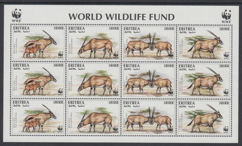 XG-BA158 ERITREA - Wwf, 1996 Wild Animals, Oryx MNH Sheet