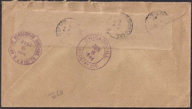 D-DAY USAGE: MARKS STAMP Co Toronto to US 10c Parliment #257 USED Jun 6th 1944