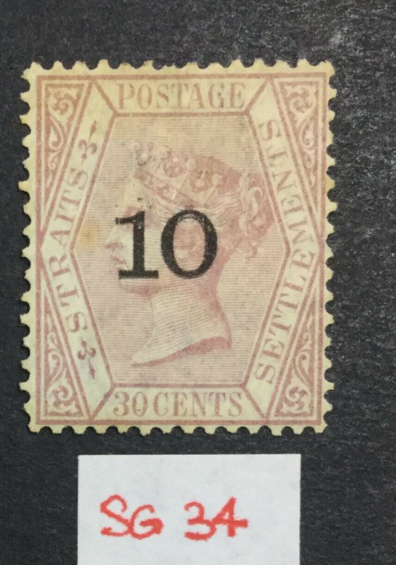 MOMEN: MALAYA STRAITS SG #34 1880 UNUSED £325 LOT #219147-502