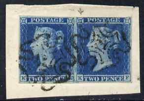 Great Britain 1841 2d blue KE-KF 4 clear to good margins ...