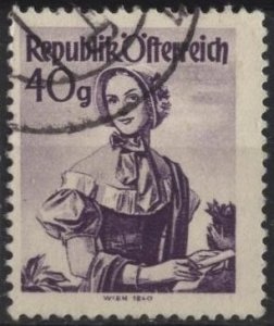 Austria 528 (used) 40g Costume of Vienna, 1840, violet (1948)