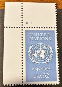 US# 2974 United Nations 1995  32C Mint NH