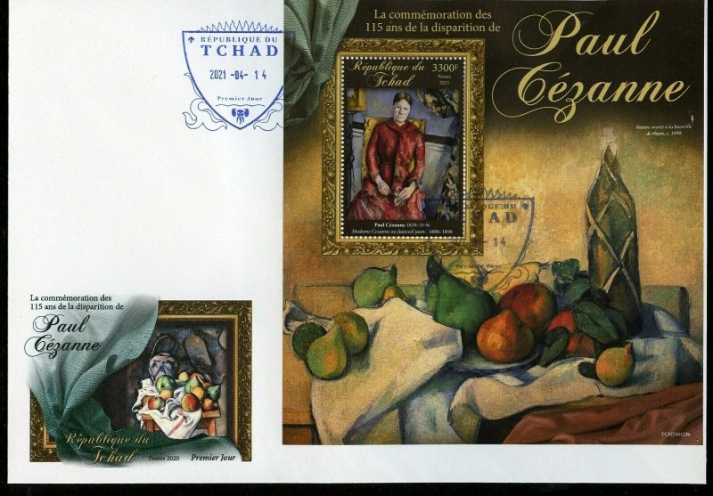 CHAD  2021 115th MEMORIAL OF PAUL CEZANNE SOUVENIR SHEET FIRST DAY COVER