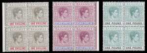 Bahamas #110-113 Cat$296+ (for hinged), 1938 George VI, 1sh-£1, three high v...