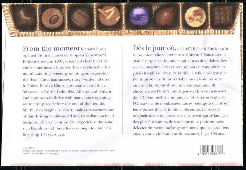 S72 Purdy's Chocolates 100th Anniv Envelope
