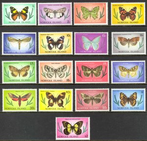 Norfolk Island Sc# 201-217 MNH 1976-1977 Butterflies & Moths