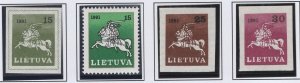 Lithuania 1991 MNH Sc 380, 385-387 White Knight Vytis on horseback