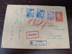 Yugoslavia 1953 Croatia, uprated 3 din. Tito stationery, from Zagreb to Belgrade