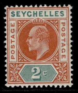 SEYCHELLES EDVII SG60, 2c chestnut & green, M MINT.