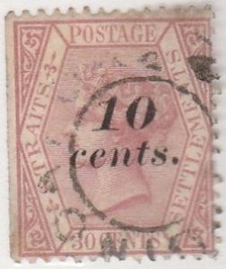 MALAYA STRAITS SETTLEMENT 1880 QV 10c on 30c used SG#46 CV£100 MA1223