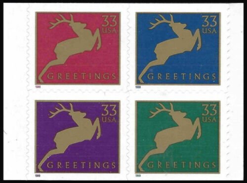 MALACK 3367a, 33c X - Mas Deer,  Booklet Pane of 4 bp3367a 