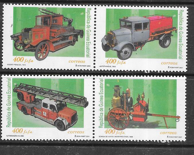 Guinea #242a-d Fire Trucks pairs (MNH) CV $9.00