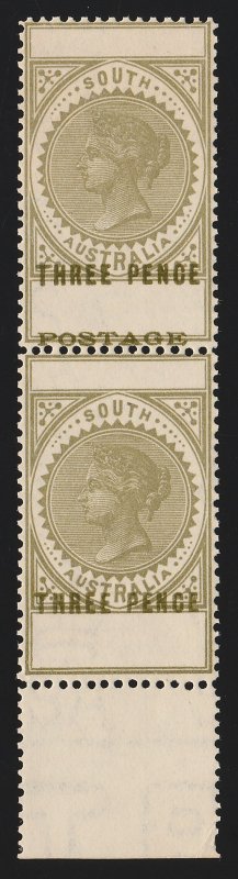 SOUTH AUSTRALIA 1902 QV Thin Postage 3d pair error POSTAGE OMITTED MNH ** RARE 