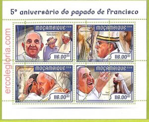 B0587 - MOCAMBIQUE - MISPERF ERROR Stamp Sheet - 2018 - Pope Francis, Religion-