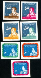 Paraguay Stamps MNH XF Lot Of 7 Imperforate Space Astronaut Alan Shepard