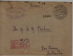 Estonia registered cover 10.7.28 Tallinn