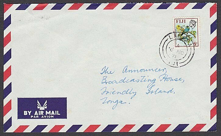 FIJI 1971 5c rate airmail cover to Tonga ex LABASA..........................R558