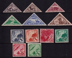 Tannu-Tuva 1934-1936 - Air Post  - Mint Hinged Group of 12 Stamps