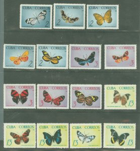 Cuba #996-1010  Single (Complete Set) (Butterflies) (Fauna)