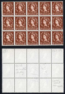 Dollis Hill Spec ST4a 2d Green ALL-OVER Phosphor bands Trial Block of 15