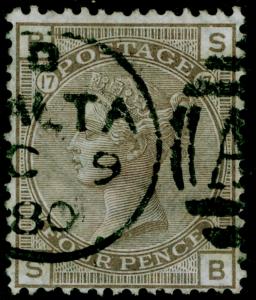 SG154, 4d grey-brown plate 17, FINE USED. Cat £180. MALTA. SB