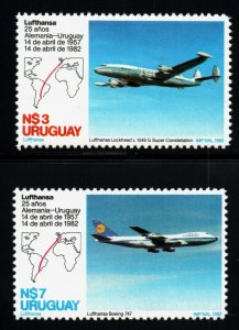 Lufthansa flight URUGUAY #1126-27 MNH plane Lockheed super Constellation Boeing 