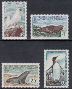 FRENCH ANTARCTIC 1960 Animals; Scott 16-19, Yvert 13A-B, 16-17; MNH