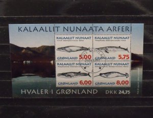 5358   Greenland   Used # 322a   S/S   Whales        CV$ 9.75