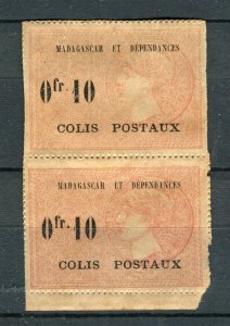 FRENCH COLONIES; MADAGASCAR early 1900s Colis Postaux Mint 10c. Pair