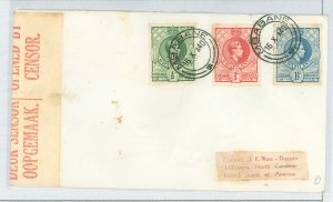 Swaziland 27-29 1940 Royalty/King George VI/censorship; censored, roughly opened.