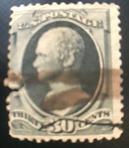 1873 30 cent Alexander Hamilton US Stamp #165 Used