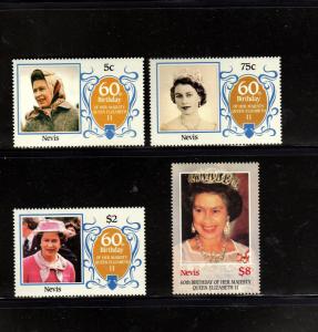 NEVIS #472-475  1986  QEII 60TH BIRTHDAY  MINT  VF NH  O.G  S/S