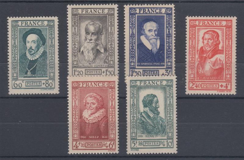 France Sc B161-B166 MNH. 1943 Famous 16th Century Frenchmen, cplt set