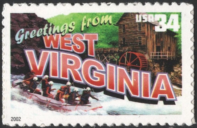 SC#3608 34¢ Greetings From America: West Virginia Single (2002) SA
