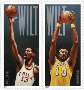 2014 49c Basketball Superstar, Wilt Chamberlain, Pair Scott 4950-51 Mint F/VF NH