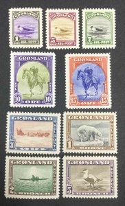 MOMEN: GREENLAND SC #10-18 1945 POST OFFICE FRESH MINT OG NH XF LOT #63642