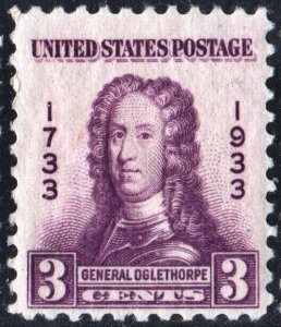 SC#726 3¢ General Oglethorpe (1933) MLH