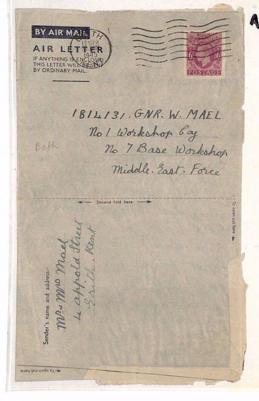 AV337 WW2 1945 KGVI GB Postal Stationery Air Letter 