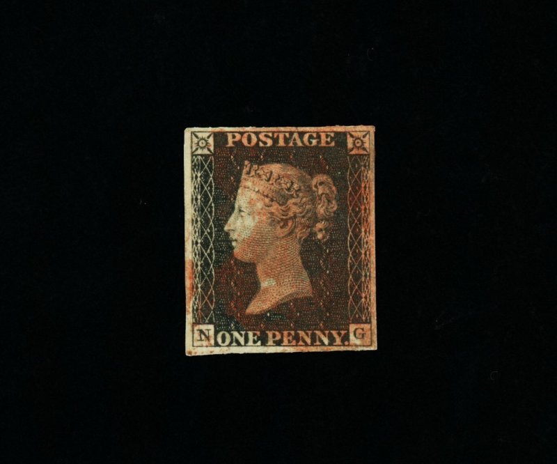 [GREAT BRITAIN] 1840 1d Penny Black SG 1Wi / Inverted Watermark (USED)