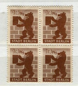 GERMANY; BERLIN 1946 Allied Zone issue fine Mint MNH 10pf. BLOCK of 4