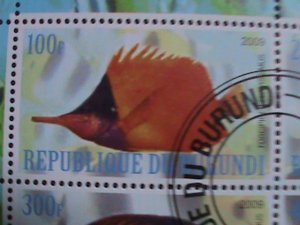 BURUNDI-2009- COLORFUL LOVELY BEAUTIFUL TROPICAL FISHES CTO SHEET VF-NO3