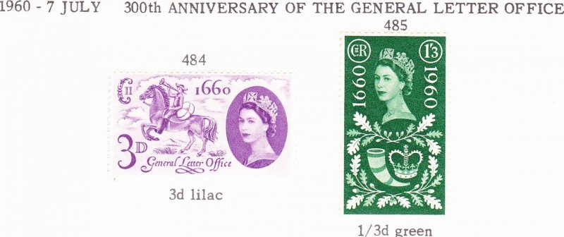 Great Britain 1960 QEII Tricent of Est of General Letter Office Set SG621-619...