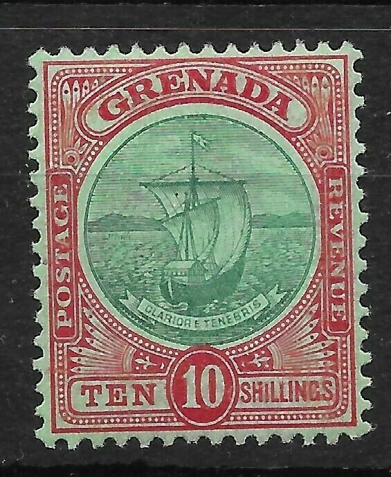 GRENADA SG83 1908 10/= GREEN & RED ON GREEN LMM