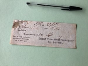 Germany Braunschweig  post office 1819  postal note Ref A1599 