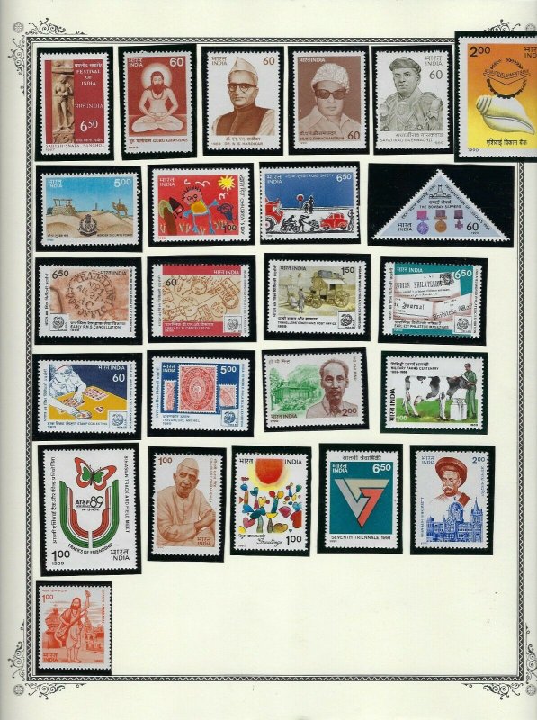 INDIA ALMOST COMPLETE 1947-1991 MOUNTED ON SCOTT SPECIALTY PAGES- 90% NH. 