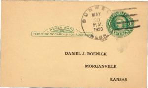 United States Nebraska Dunwell 1933 4b-bar  1909-1933  Postal Card.