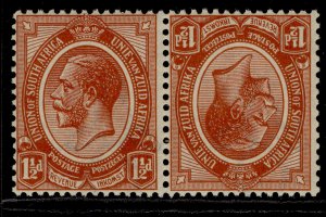 SOUTH AFRICA GV SG5a, 1½d chestnut tete-beche (pair), NH MINT.