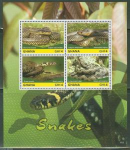 GHANA  2015 SNAKES  SHEET I  MINT NH